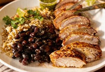 Grilled Chicken with Brown Rice and Black Beans