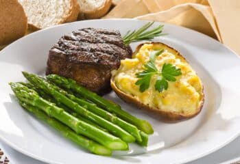 Chipotle Steak with Twice Baked Potato and Grilled Asparagus